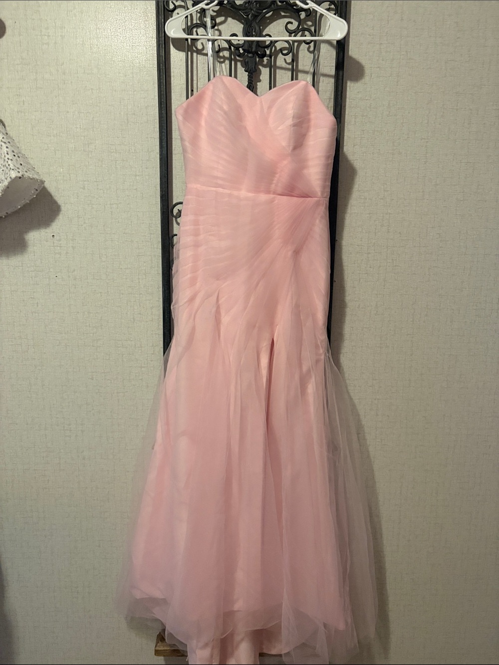 Strapless Sweetheart Light Pink Tulle Prom Gown
